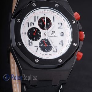 Alternative view of audemars piguet replica chrono offshore gommino panda pvd strip leather imitazione copia