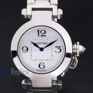 Alternative view of Cartier replica pasha acciaio white dial imitazione copia