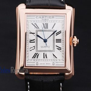 Alternative view of Cartier replica santos 100 strip leather oro white dial imitazione copia