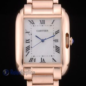 Alternative view of Cartier replica tank americaine rose gold white dial imitazione copia