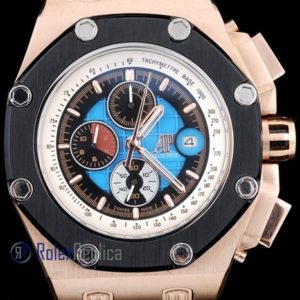 Alternative view of audemars piguet replica chrono offshore rubens barrichello rose gold strip leather imitazione copia