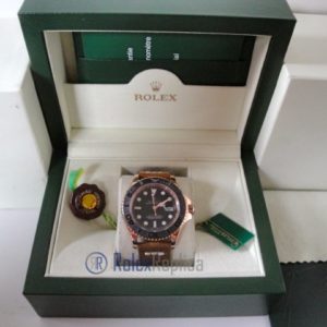 Alternative view of rolex replica yacht master I rose gold strip leather orologio replica