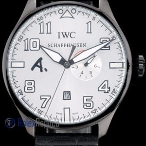 Alternative view of iwc replica 8 days power reserve white dial strip leather orologio imitazione