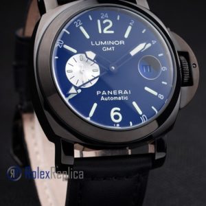 Alternative view of Panerai replica luminor GMT pro-hunter pvd strip leather imitazione copia