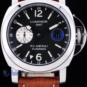 Alternative view of Panerai replica luminor GMT acciaio strip leather imitazione copia