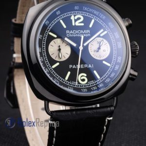 Alternative view of Panerai replica radiomir chronograph dial panda pro-hunter pvd strip leather imitazione copia