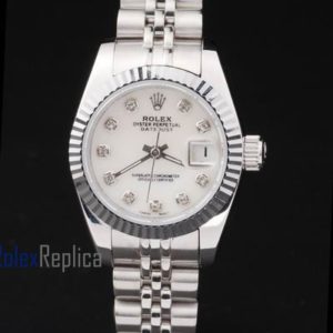Alternative view of rolex replica datejust lady acciaio madreperla brillantini orologio imitazione
