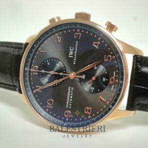 Alternative view of iwc replica portoghese rose gold black dial strip leather orologio imitazione