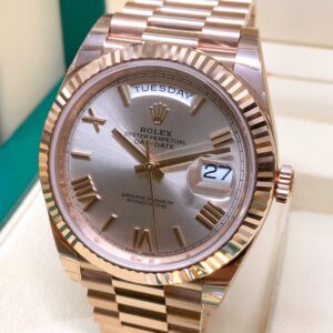 Alternative view of Rolex replica Day-Date 40 228235 Rose Gold sundust dial