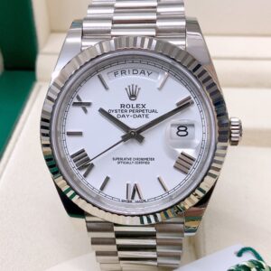 Alternative view of Rolex replica Day-Date 40 228239 White Gold roman dial