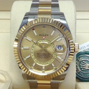 Alternative view of Rolex replica Sky-Dweller 326933 Bi-Colour champagne dial
