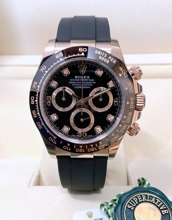 Rolex replica daytona 116515LN black diamond dial oysterflex clone movement