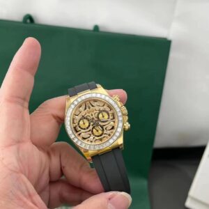 Alternative view of Rolex replica daytona 116588TBR tiger dial oysterflex clone movement