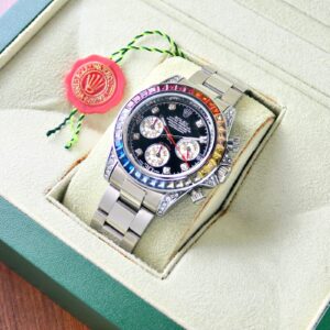 Alternative view of Rolex replica Daytona rainbow white gold