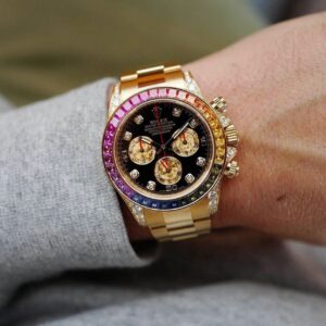Alternative view of Rolex replica Daytona rainbow yellow gold