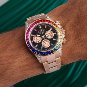 Alternative view of Rolex replica Daytona rainbow rose gold