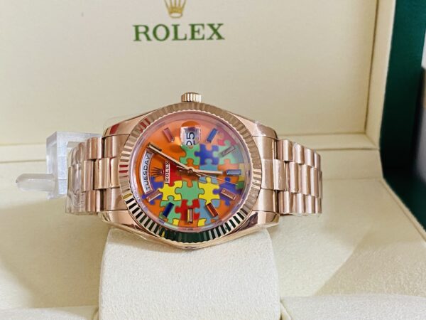 Rolex replica Day-Date 128235 Rose Gold puzzle dial
