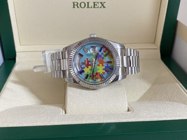 Rolex replica Day-Date 128239 White Gold puzzle dial